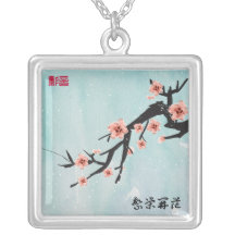 Pinturas chinas - flores de cerezo pendiente