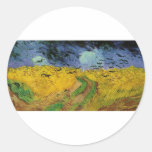Pinturas de Van Gogh: Campo de trigo de Van Gogh Etiqueta Redonda