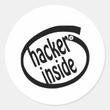 Pirata informático dentro pegatina