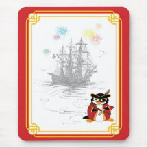 Pirata Mousepad del pingüino Alfombrillas De Raton