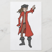 Pirata, señalando en la distancia tarjetas publicitarias