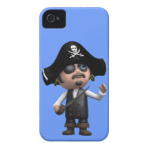 pirata sorprendido 3d (editable) iPhone 4 protector