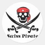 Pirata suizo pegatina redonda