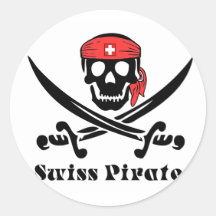 Pirata suizo pegatina redonda