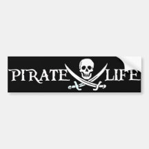 Piratas del Caribe de la vida del pirata Pegatina De Parachoque