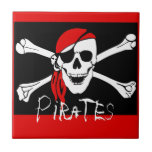 Piratas - negros y cráneo rojo del pirata azulejos cerámicos