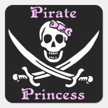 Piratee al pegatina cuadrado de la princesa - hoja