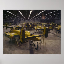 Piso de la asamblea del bombardero B-25 posters