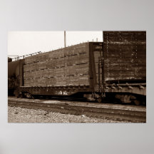 Pistas cargadas del coche plano del tren de ferroc poster