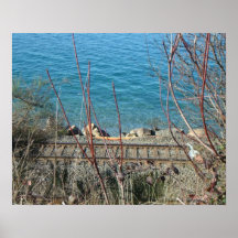 Pistas de ferrocarril en el poster del borde del a