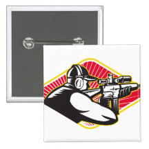 Pistola del cazador que apunta el rifle retro pins