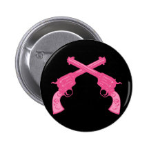 Pistolas cruzadas rosa retro pin