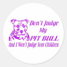 PITBULL NO JUZGAN PEGATINA REDONDA