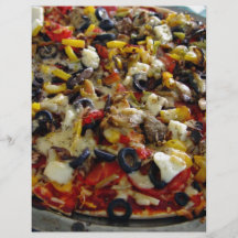 Pizza, con queso Feta, aceitunas, pimiento Tarjeta Publicitaria