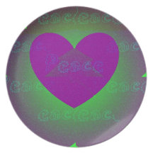 Pla decorativo verde y púrpura del corazón único d plato
