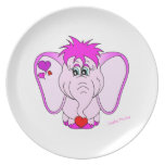 Placa afortunada linda del meñique del elefante ro plato de cena