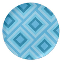 Placa azul de los diamantes de la aguamarina platos para fiestas