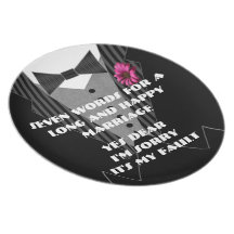 Placa caprichosa del boda del smoking de novia y d plato