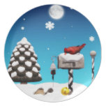 placa cardinal del día de fiesta del navidad plato de cena