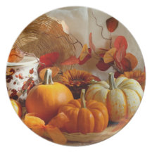 Placa con las calabazas platos para fiestas
