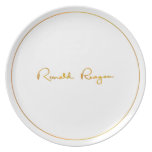 Placa conmemorativa de oro de Ronald Reagan Plato De Cena