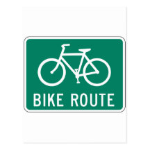 Placa de calle de la ruta de la bici postales