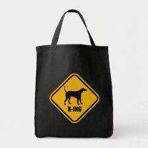 Placa de calle de la travesía del perro bolsa de mano
