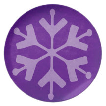 Placa de cena púrpura del copo de nieve del invier plato de comida