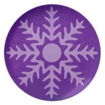 Placa de cena púrpura del copo de nieve del invier plato de cena