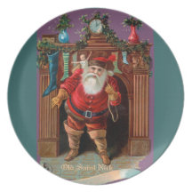 Placa de cerámica del viejo del santo navidad de N Plato De Cena