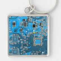 Placa de circuito del friki del ordenador - azul llaveros personalizados