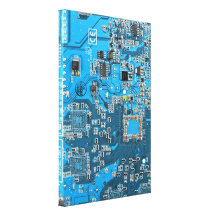 Placa de circuito del friki del ordenador - azul impresion en lona