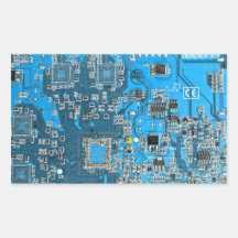 Placa de circuito del friki del ordenador - azul rectangular altavoz