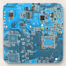 Placa de circuito del friki del ordenador - azul posavasos