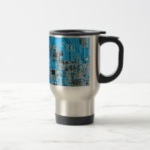 Placa de circuito del friki del ordenador - azul taza