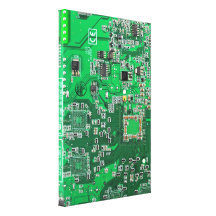 Placa de circuito del friki del ordenador - verde impresiones en lona estiradas