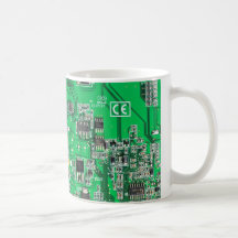 Placa de circuito del friki del ordenador - verde tazas de café