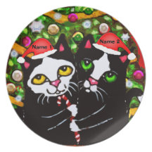 Placa de encargo de la melamina de los gatos del s platos de comidas