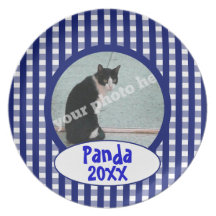Placa de encargo del recuerdo del gato del mascota plato