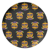 Placa de Halloween de las calabazas de Jack O'Lant Plato De Comida