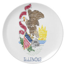 Placa de la bandera del estado de Illinois del vin Platos