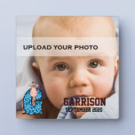 Placa de la foto del niño con monograma azul de "G placas