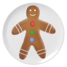 Placa de la galleta del hombre de pan de jengibre plato de cena