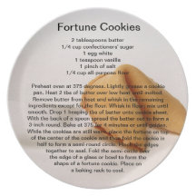 Placa de la receta de la galleta de la suerte plato de cena
