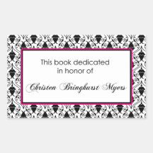 Placa de libro de encargo rectangular pegatina