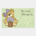 Placa de libro linda del oso de peluche rectangular pegatinas