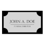Placa de plata/negro del director de funeraria tarjetas de visita