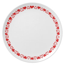 Placa del corazón del amor platos de comidas
