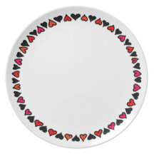 Placa del corazón del amor plato de cena