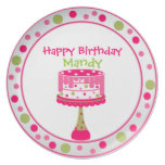 Placa del cumpleaños del chica bonito plato de comida